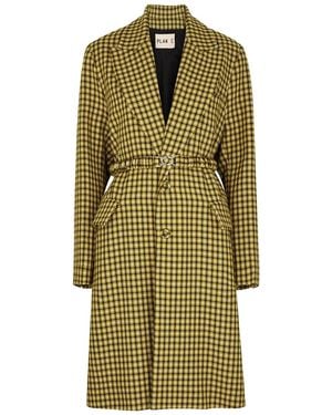Plan C Checked Wool Coat - Green