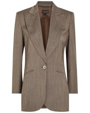 Emporio Armani Wool-Blend Blazer - Brown