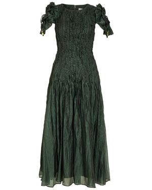 Aje. Angeli Pintuck Organza Midi Dress - Green