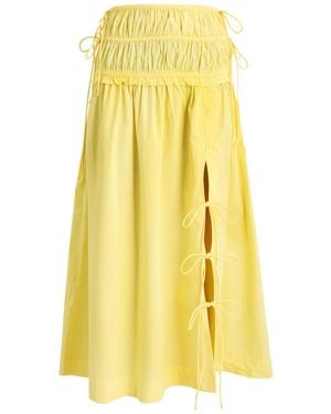 Damson Madder Charlotte Gathered Stretch-Cotton Midi Skirt - Yellow