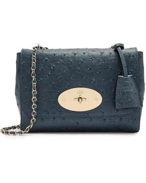 Mulberry Lily Ostrich Leather Shoulder Bag - Blue