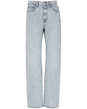 T By Alexander Wang Logo-Print Straight-Leg Jeans - Blue