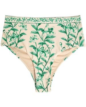 Agua Bendita Ceiba Floral-Print Bikini Briefs - Green
