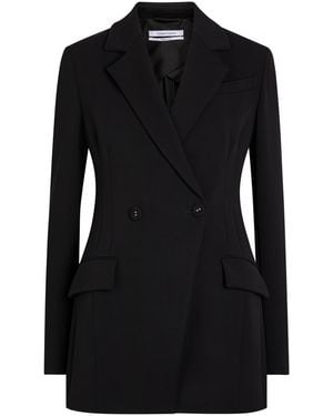 Another Tomorrow Double-Breasted Fitted Jersey Blazer - Black