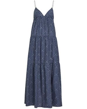 Matteau Printed Tiered Cotton-Poplin Midi Sundress - Blue