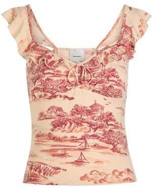 Reformation Lemmy Printed Stretch-Jersey Top - Pink
