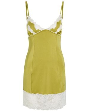 Chloé Lace-Trim Stretch-Satin Mini Dress - Yellow