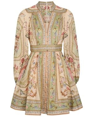 Zimmermann Roselight Printed Linen Mini Dress - Natural