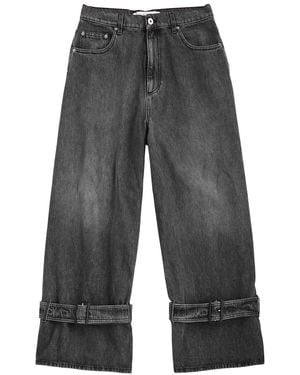 JW Anderson Buckled-Cuff Wide-Leg Jeans - Gray