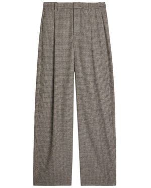 Vince Houndstooth Straight-Leg Woven Trousers - Grey