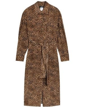 Weekend by Maxmara Dolmen Printed Silk Midi Shirt Dress - Brown