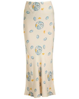 Never Fully Dressed Oyster Doris Satin Midi Skirt - Natural