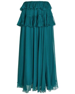 Chloé Ruffled Silk Maxi Skirt - Green