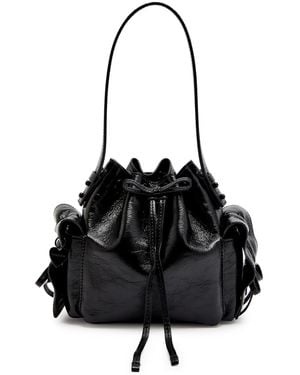 Acne Studios Multipocket Mini Crinkled Leather Bucket Bag - Black