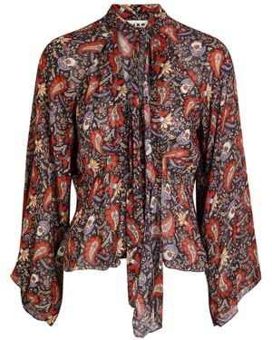 RIXO London Uma Floral Chiffon Blouse - Brown