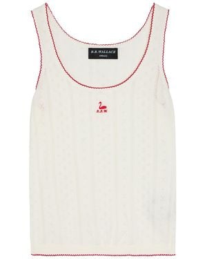 B.B. Wallace Walker Pointelle-Knit Cotton Vest Top - White