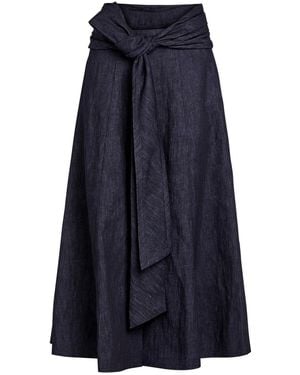 Gabriela Hearst Zivan Cotton And Linen-Blend Midi Skirt - Blue