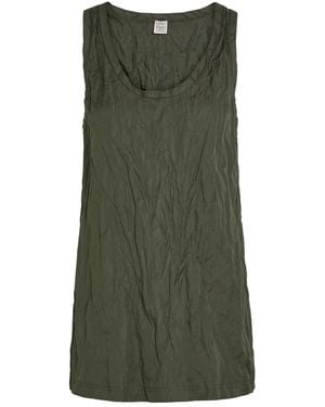 TOTEME Crinkled Cotton-Blend Poplin Tank Top - Green