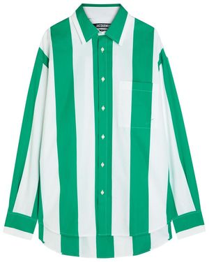 Jacquemus La Chemise Camargue Striped Cotton-Poplin Shirt - Green