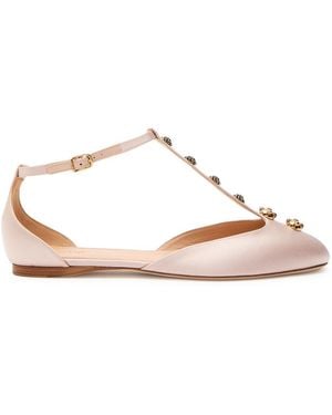 Chloé Celeste Embellished Satin Ballet Flats - Natural