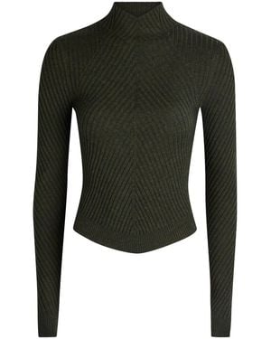 Victoria Beckham Ribbed Merino Wool Top - Green