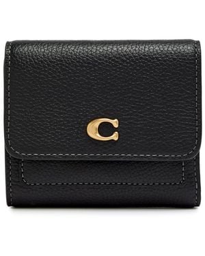 COACH Logo Grained Leather Wallet - Black