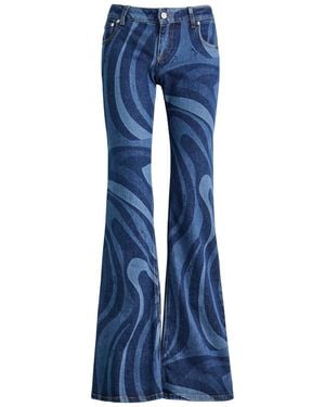 PUCCI Wave-Printed Flared-Leg Jeans - Blue