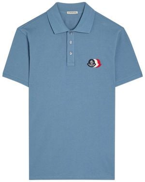 Moncler Logo-Appliquéd Piqué Cotton Polo Shirt - Blue