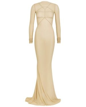 Rick Owens Temple Panelled Stretch-Tulle Gown - Natural