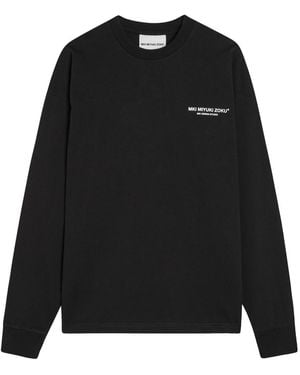 MKI Miyuki-Zoku Design Studio Logo-Print Cotton T-Shirt - Black