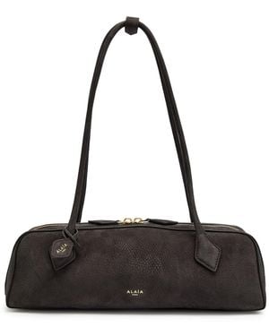 Alaïa Le Teckel Medium Suede Shoulder Bag - Black