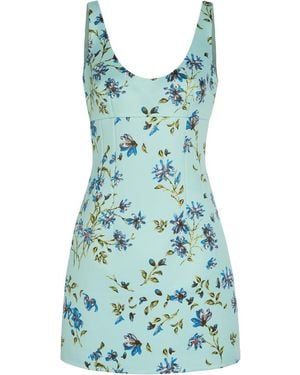 Emilia Wickstead Einna Floral-Print Faille Mini Dress - Blue