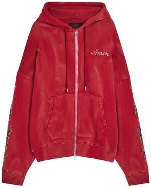 Amiri Bones Embellished Hooded Cotton Sweatshirt - Red