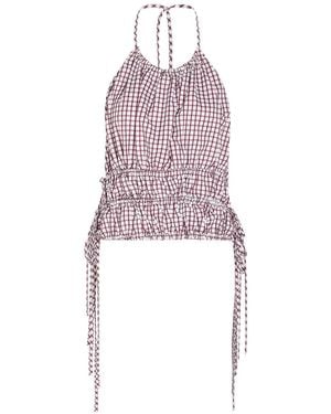 LIBEROWE Lina Checked Cotton-Poplin Top - Red