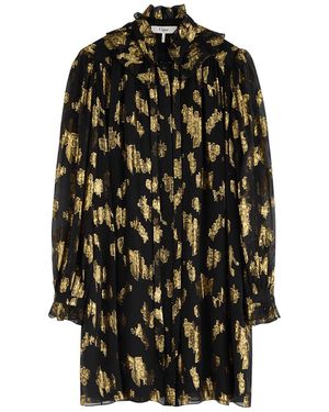 Chloé Metallic Floral-Jacquard Silk-Blend Mini Dress - Black