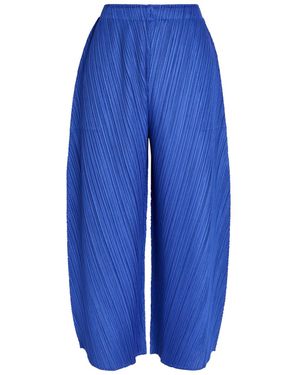 Pleats Please Issey Miyake Pleated Barrel-Leg Woven Pants - Blue