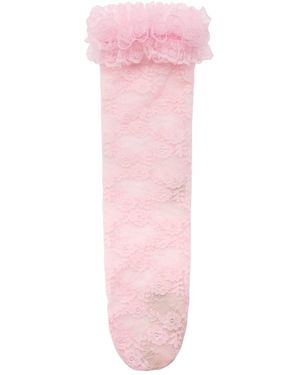 Self-Portrait X Christopher Kane Ruffle-Trimmed Lace Socks - Pink