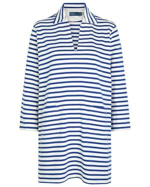 Polo Ralph Lauren Striped Cotton Mini Tunic Dress - Blue
