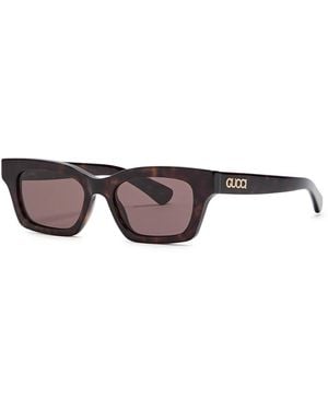 Gucci Rectangle-Frame Sunglasses - Brown