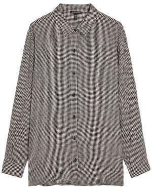 Eileen Fisher Checked Linen Shirt - Grey