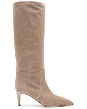 Paris Texas Stiletto 60 Brushed Suede Knee-High Boots - Brown