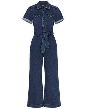 PAIGE Anessa Wide-leg Stretch-denim Jumpsuit - Blue