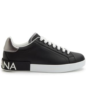 Dolce & Gabbana Portofino Panelled Leather Trainers - Black