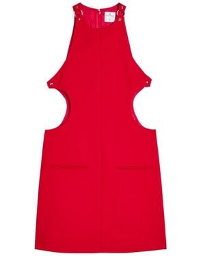 Courreges Cut-Out Wool-Blend Mini Dress - Red