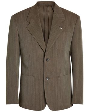 Versace Herringbone Wool Blazer - Green