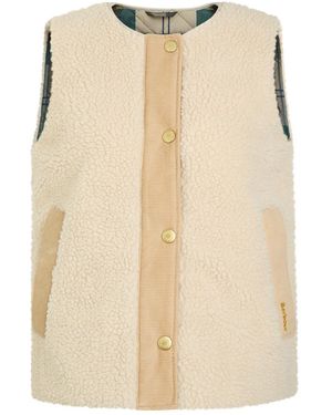 Barbour Dulsie Corduroy-Trim Fleece Gilet - Natural