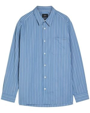A.P.C. Striped Cotton-Poplin Shirt - Blue