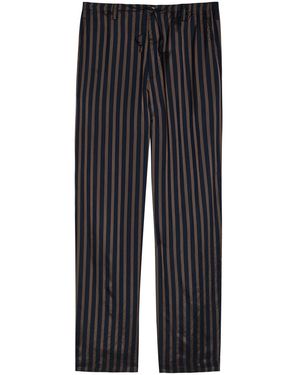 Dries Van Noten Penny Striped Straight-Leg Wool-Blend Trousers - Black