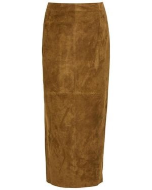 Nour Hammour Selly Suede Midi Skirt - Natural