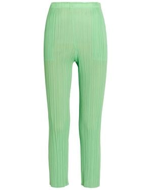 Pleats Please Issey Miyake Pleated Tapered-Leg Woven Trousers - Green
